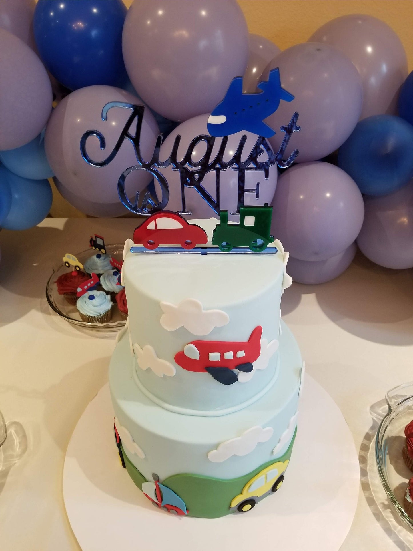 Cars Planes Trains Custom Acrylic Cake Topper / First Birthday / 1st Birthday / 2nd Birthday / Second Birthday / Transportation theme