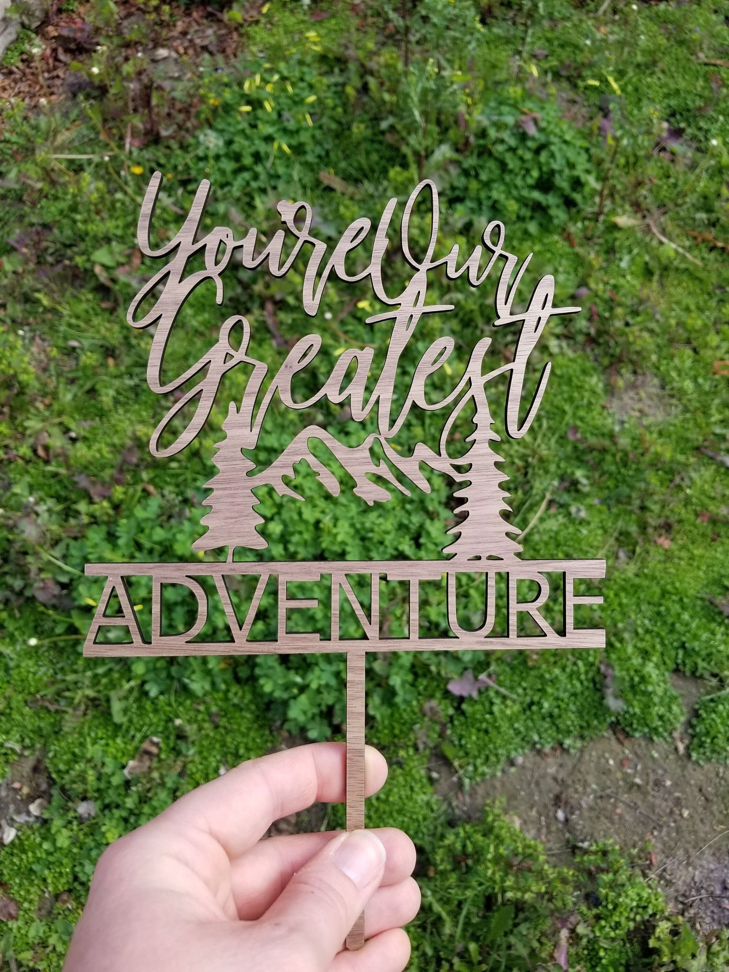 You Are Our Greatest Adventure Cake Topper - Mountains - Wedding - Anniversary - Baby Shower - Unique Laser Cut - Wood - Acrylic - Rustic