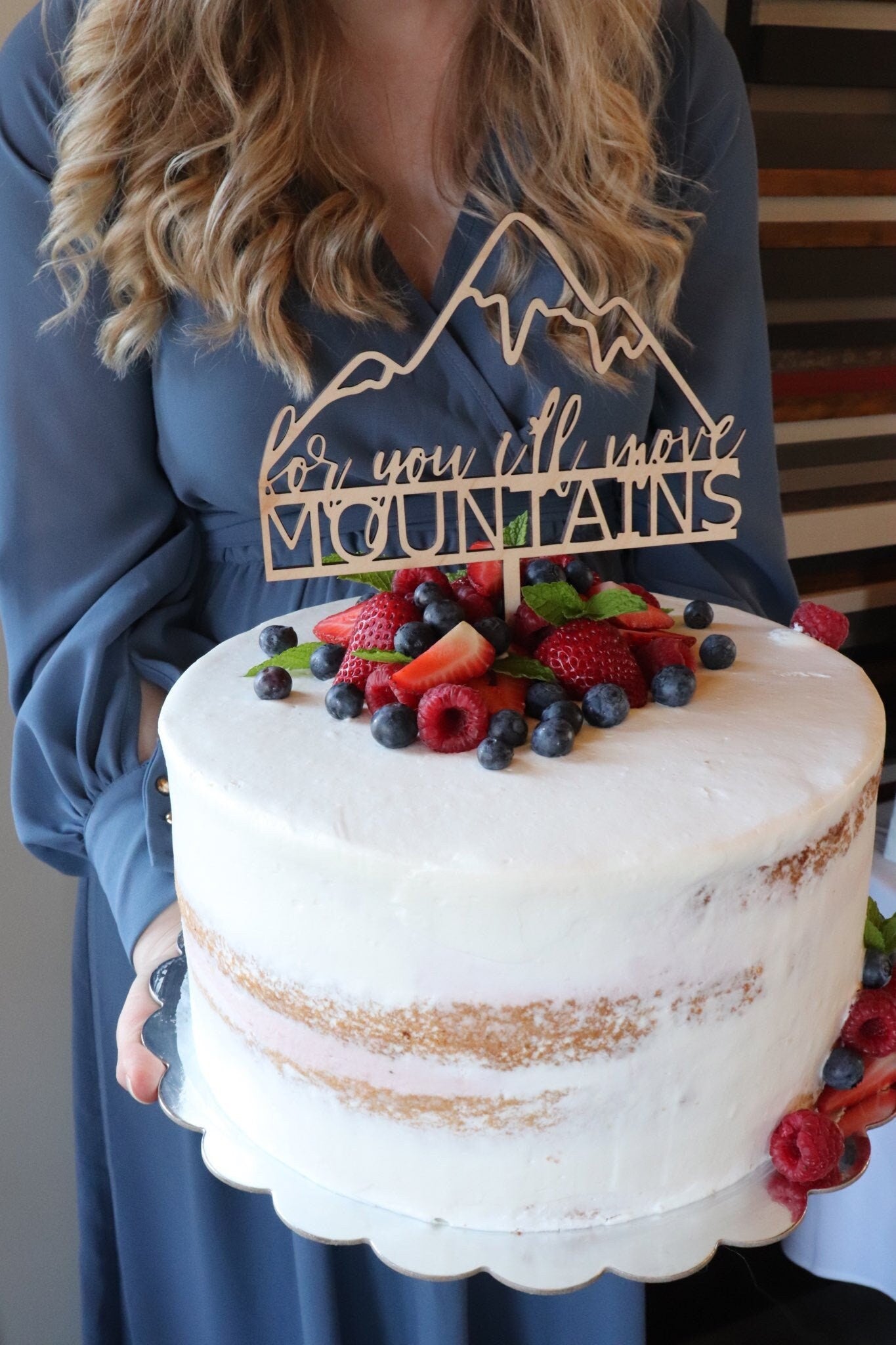 For You I'll Move Mountains Cake Topper - Wedding - Anniversary - Baby Shower - Event Cake Topper - Unique Laser Cut - Wood - Acrylic