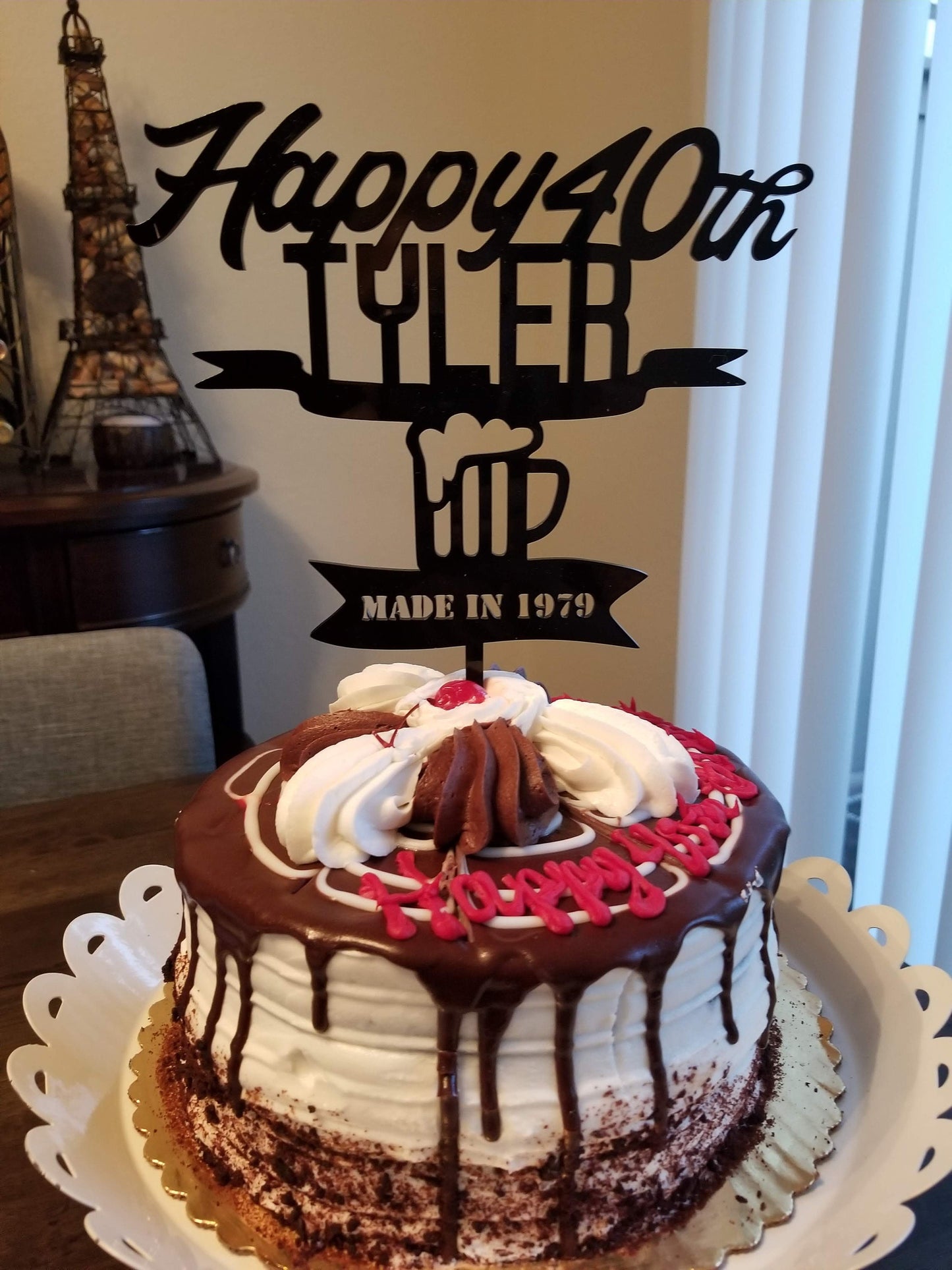 40th Birthday Cake Topper Custom Name and Year - Birthday Decor - Forty Years  - Husband - Boyfriend - Guy Birthday - Funny - Beer